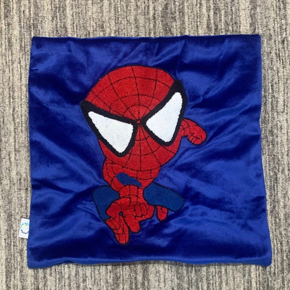 Marvel Spiderman Throw Pillow Covers 2 Pack Navy Blue Kids Room Decor 17x17 SOFT